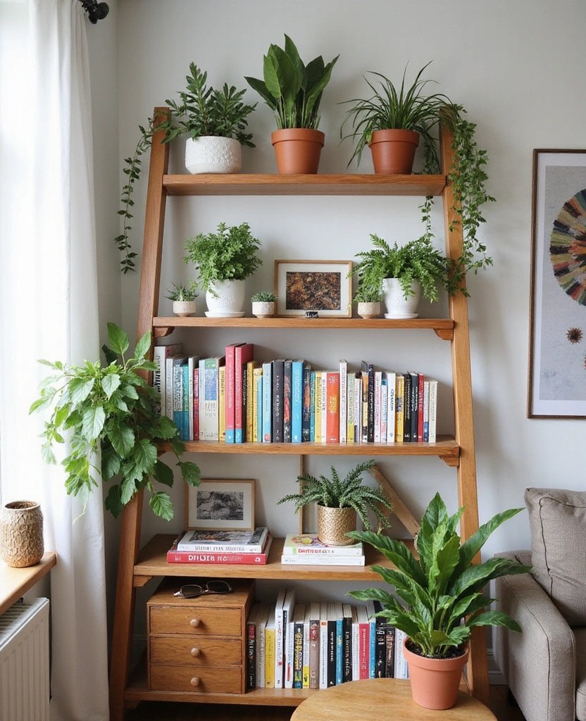 15 Genius DIY Storage Solutions That Will Organize Your Home and Elevate Your Style! - 4. Chic Ladder Bookshelf