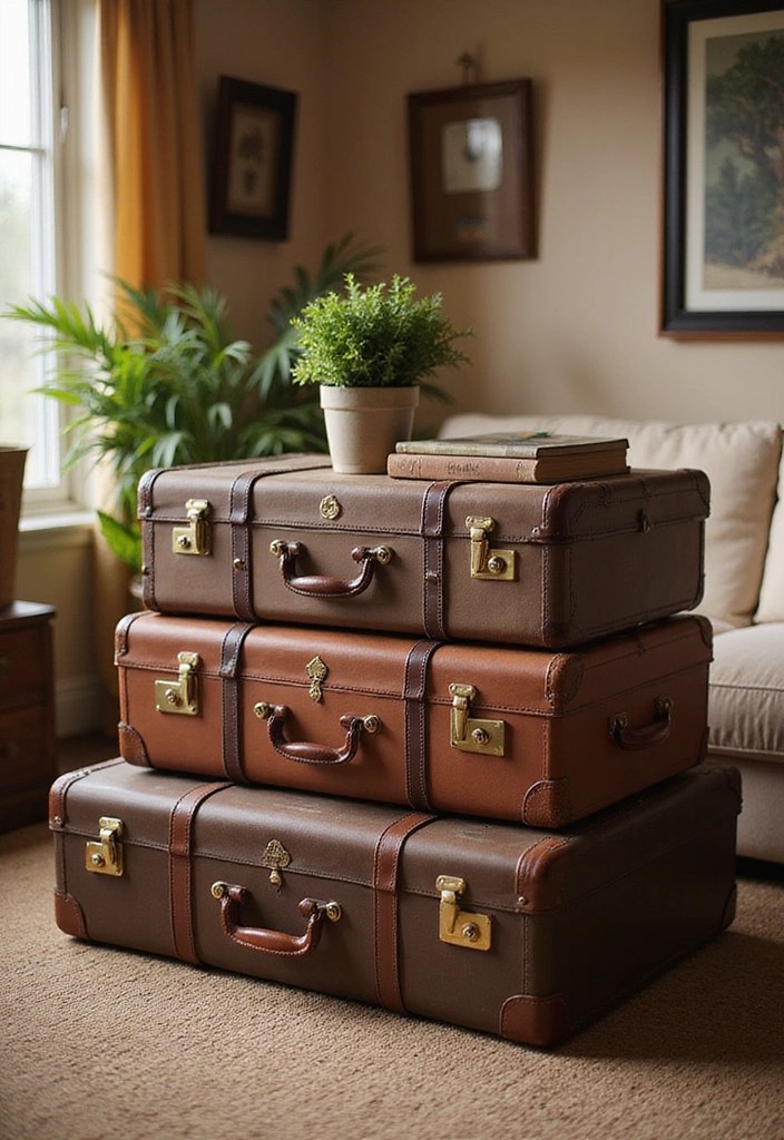 15 Genius DIY Storage Solutions That Will Organize Your Home and Elevate Your Style! - 9. Vintage Suitcase Storage