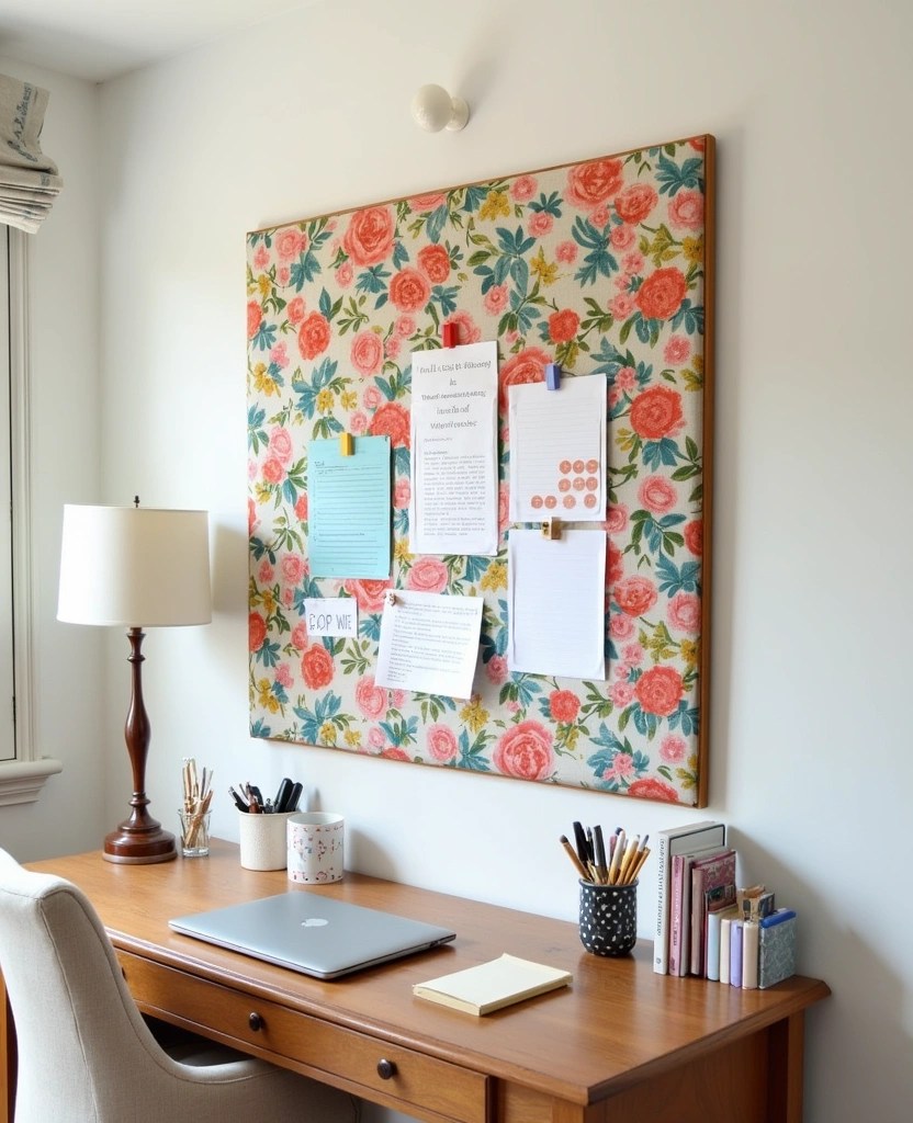 21 Ridiculously Easy DIY Home Decor Projects (Even Your Pet Could Do #9!) - 2. Fabric Covered Bulletin Board