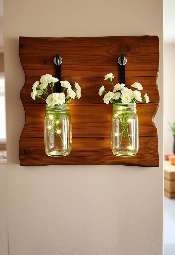 21 Ridiculously Easy DIY Home Decor Projects (Even Your Pet Could Do #9!) - 3. Mason Jar Wall Sconces