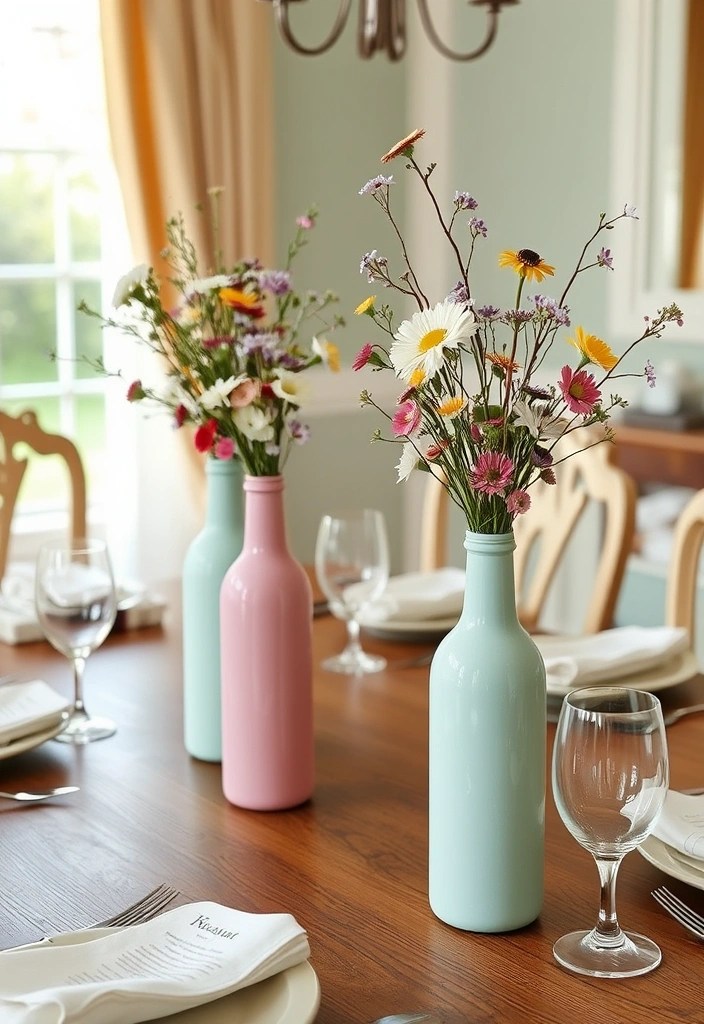 21 Ridiculously Easy DIY Home Decor Projects (Even Your Pet Could Do #9!) - 5. Upcycled Wine Bottle Vases