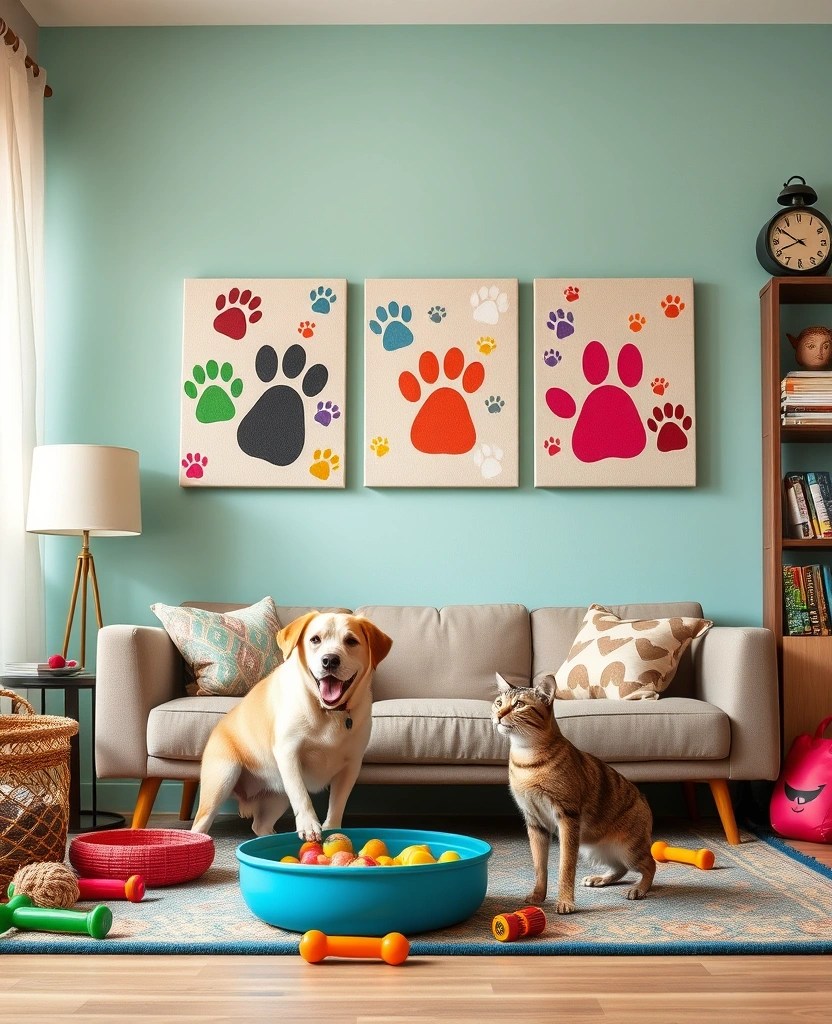 21 Ridiculously Easy DIY Home Decor Projects (Even Your Pet Could Do #9!) - 9. Cat-Friendly Wall Art